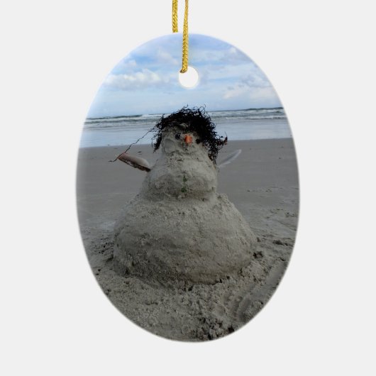 Tropisch kerstandman Oval-Ornament Keramisch Ornament (Achterkant)