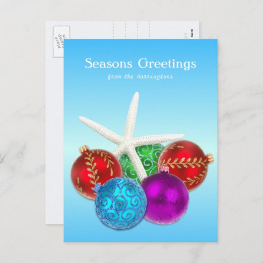 Tropisch kerstblauw Starfish Aangepast Briefkaart (Voorkant / Achterkant)