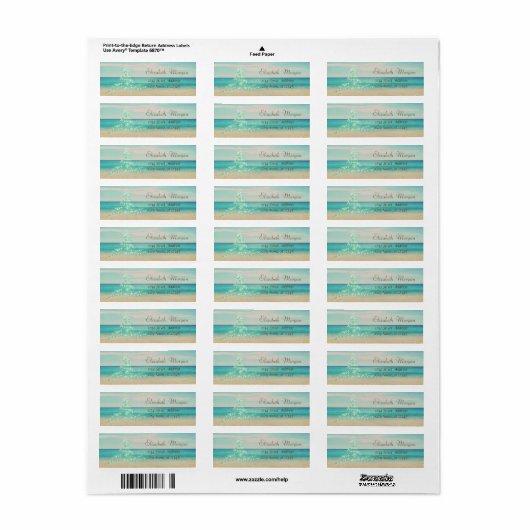 Tropisch, kerstboom, strand etiket (Full Sheet)