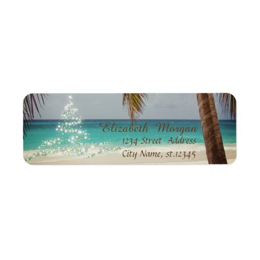 Tropisch, Kerstboom, Strandvakantie Etiket (Voorkant)