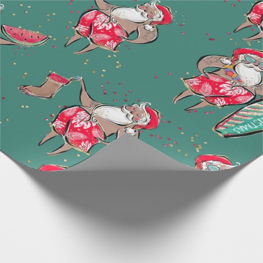 Tropisch kerstcadeaupapier voor feestdagen cadeaupapier (Hoek)