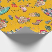 Tropisch kerstcadeaupapier voor feestdagen cadeaupapier (Hoek)