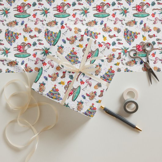 Tropisch kerstcadeaupapier voor feestdagen cadeaupapier