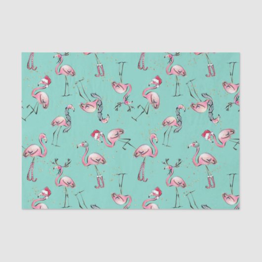 Tropisch kerstcadeaupapier voor feestdagen tissuepapier (Voorkant)