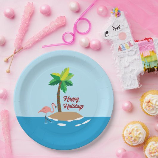 Tropisch kersteiland papieren bordje (Feest)