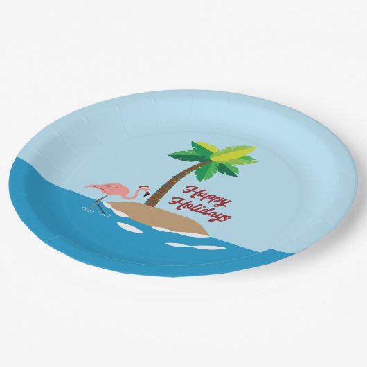 Tropisch kersteiland papieren bordje (Gekanteld)