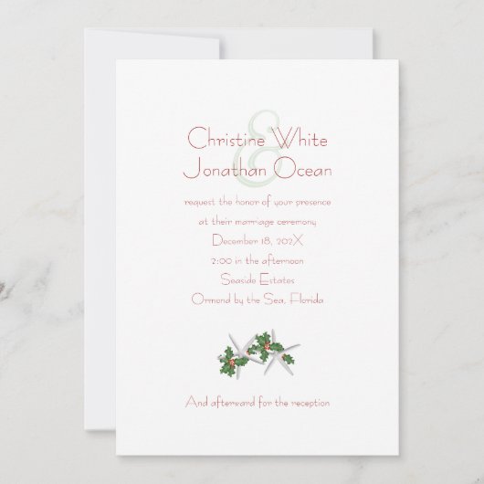 Tropisch kerstfeest Eenvoudig bruiloft Wit Kaart (Voorkant)