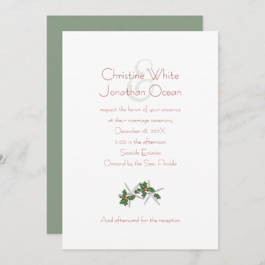 Tropisch kerstfeest Eenvoudig bruiloft Wit Kaart (Voorkant / Achterkant)