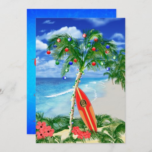 Tropisch kerstfeest feestdagenkaart (Voorkant / Achterkant)