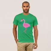 Tropisch kerstfeest Flamingo Santa Claus T-Shirt . (Voorkant volledig)