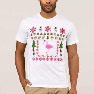 Tropisch kerstfeest Flamingo Santa Claus T-Shirt .