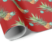 Tropisch kerstfeest Hawaiian Pineapples Patroon Cadeaupapier (Rol Hoek)