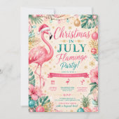 Tropisch Kerstfeest in juli Flamingo Feest Kaart (Voorkant)