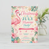 Tropisch Kerstfeest in juli Flamingo Feest Kaart (Staand voorkant)