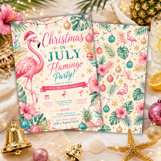 Tropisch Kerstfeest in juli Flamingo Feest Kaart