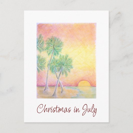Tropisch kerstfeest in uitnodiging van juli (Voorkant)