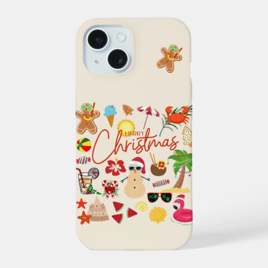 Tropisch Kerstfeest iPhone 15 Case (Achterkant)