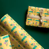 Tropisch kerstfeest — laat Roll Blauwgroen convert Cadeaupapier