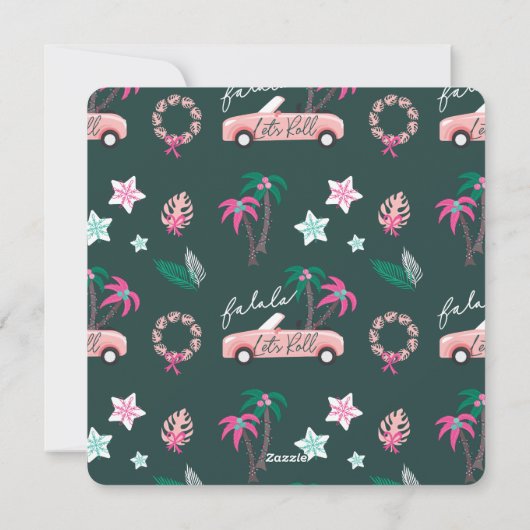 Tropisch kerstfeest — laat Roll Blauwgroen convert Feestdagenkaart (Achterkant)