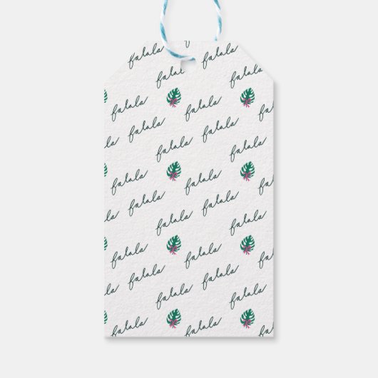 Tropisch kerstfeest, laat rolroze converteerbaar cadeaulabel (Achterkant)