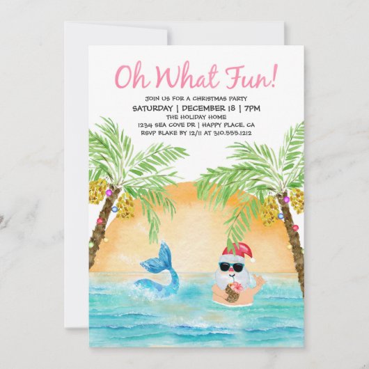 Tropisch Kerstfeest met Sinterklaas Zeemeermin Wat Kaart (Voorkant)