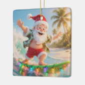 Tropisch Kerstfeest met Surfende Kerstman Keramisch Ornament (Links)