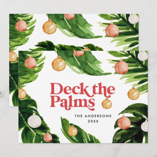 Tropisch kerstfeest, modern palm botanisch stijlvo feestdagenkaart (Voorkant / Achterkant)