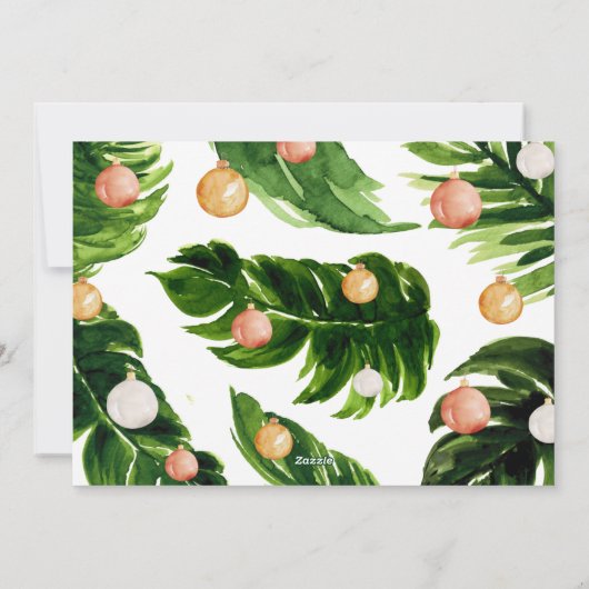 Tropisch kerstfeest, modern palm botanisch stijlvo feestdagenkaart (Achterkant)