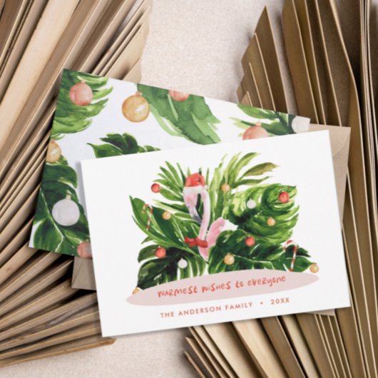 Tropisch kerstfeest moderne palm botanisch Flaming Feestdagenkaart