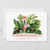 Tropisch kerstfeest moderne palm botanisch Flaming Feestdagenkaart (Voorkant)