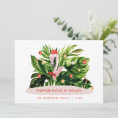 Tropisch kerstfeest moderne palm botanisch Flaming Feestdagenkaart (Staand voorkant)