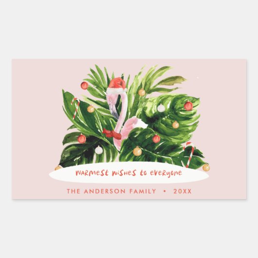 Tropisch kerstfeest moderne palm botanisch Flaming Rechthoekige Sticker (Voorkant)