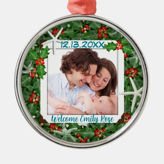 Tropisch kerstfeest Nieuw babyfoto Ornament (Voorkant)