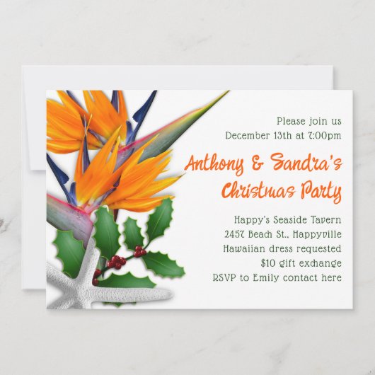 Tropisch Kerstfeest Paradijsvogel Bloemen Kaart (Voorkant)
