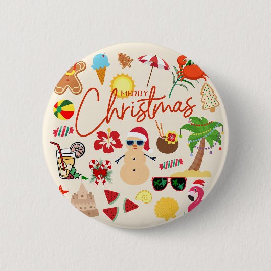 Tropisch Kerstfeest Ronde Button 5,7 Cm (Voorkant)