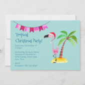 Tropisch Kerstfeest Roze Flamingo Kaart (Voorkant)