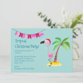 Tropisch Kerstfeest Roze Flamingo Kaart (Staand voorkant)