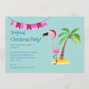Tropisch Kerstfeest Roze Flamingo Kaart