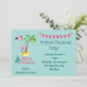 Tropisch Kerstfeest Roze Flamingo Kaart (Staand voorkant)