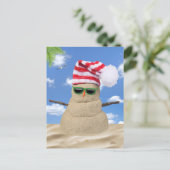 Tropisch kerstfeest Sand Snowman Briefkaart (Staand voorkant)