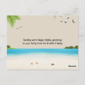 Tropisch kerstfeest Sand Snowman Briefkaart (Achterkant)