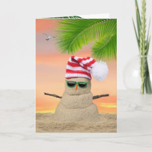 Tropisch kerstfeest Sand Snowman Kaart