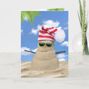 Tropisch kerstfeest Sand Snowman Kaart