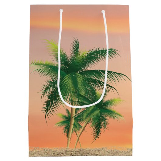 Tropisch kerstfeest Sand Snowman Medium Cadeauzakje (Achterkant)