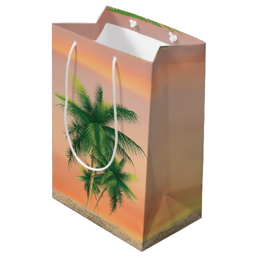 Tropisch kerstfeest Sand Snowman Medium Cadeauzakje (Achterkant Gekanteld)