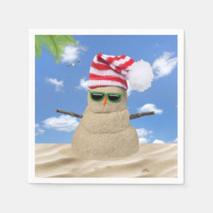 Tropisch kerstfeest Sand Snowman Servet