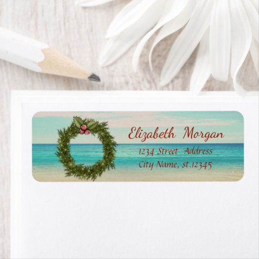 Tropisch kerstgeschut, strand etiket (Insitu)