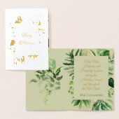 Tropisch kerstgroen met gouden palmbladeren folie kaarten (Display)