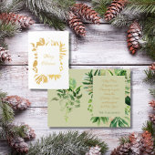 Tropisch kerstgroen met gouden palmbladeren folie kaarten
