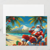 Tropisch Kerstkaart met Santa op het Strand (Voorkant / Achterkant)
